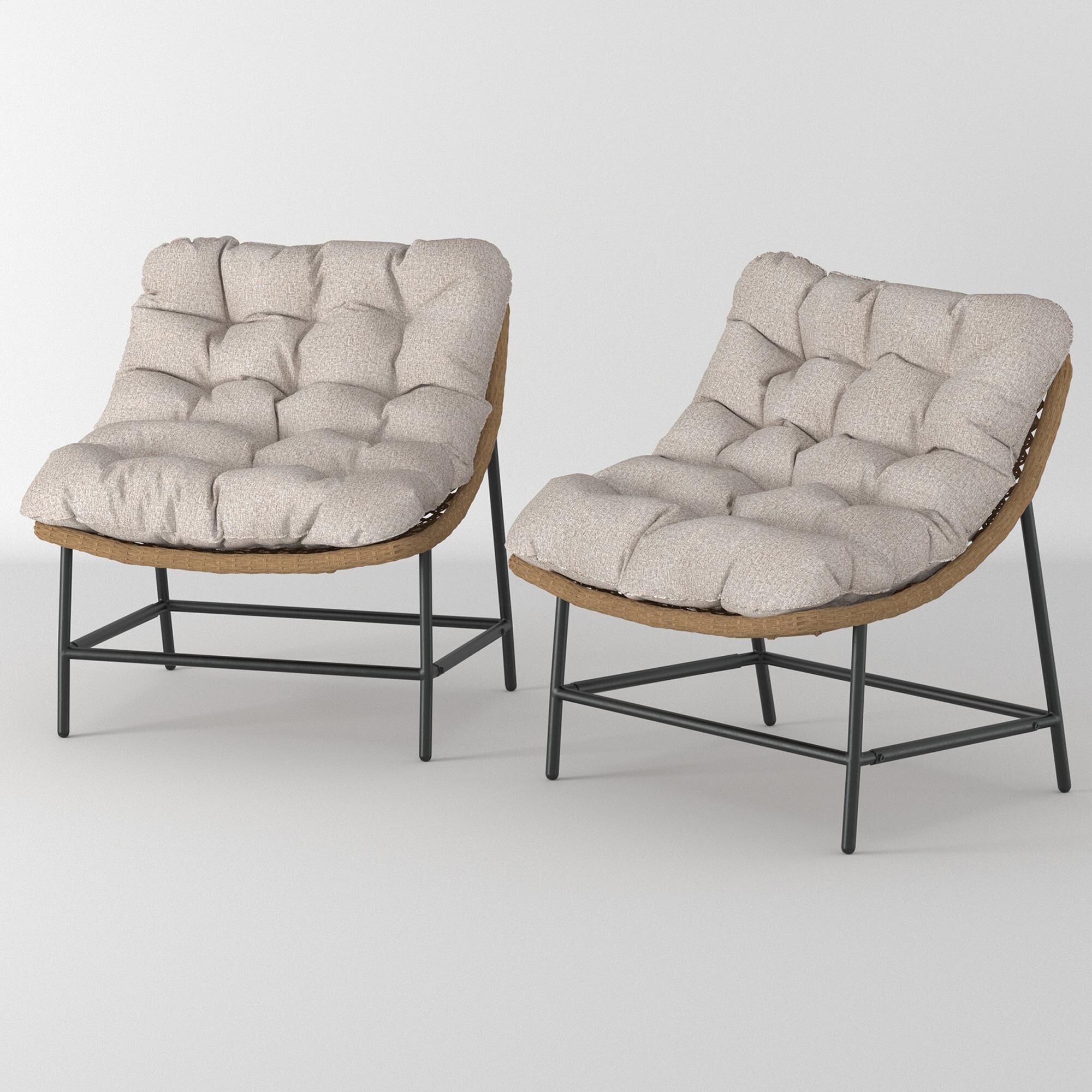 Walker edison outdoor hotsell rattan scoop chairs