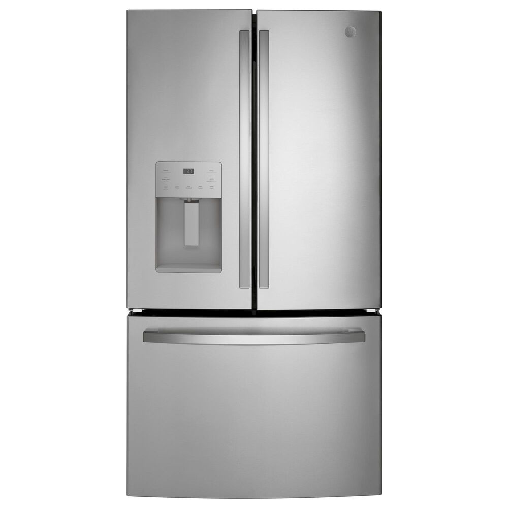 GE Appliances 4-Piece Kitchen Package with 25.7 Cu. Ft. French Door Refrigerator and 5.3 Cu. Ft. 5-Element Freestanding Electric Range in Stainless Steel, , large