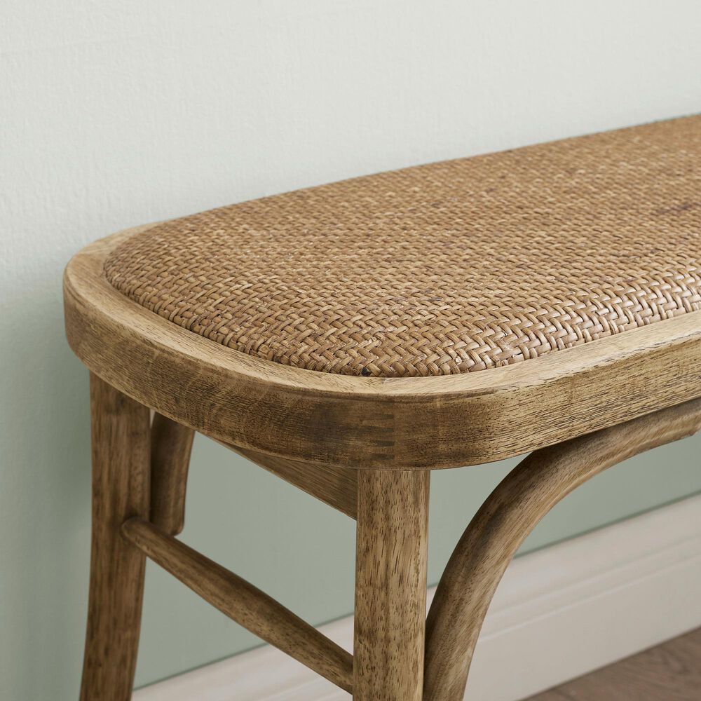 Linon Home Decor Conelly Bentwood Bench in Weathered Brown, , large