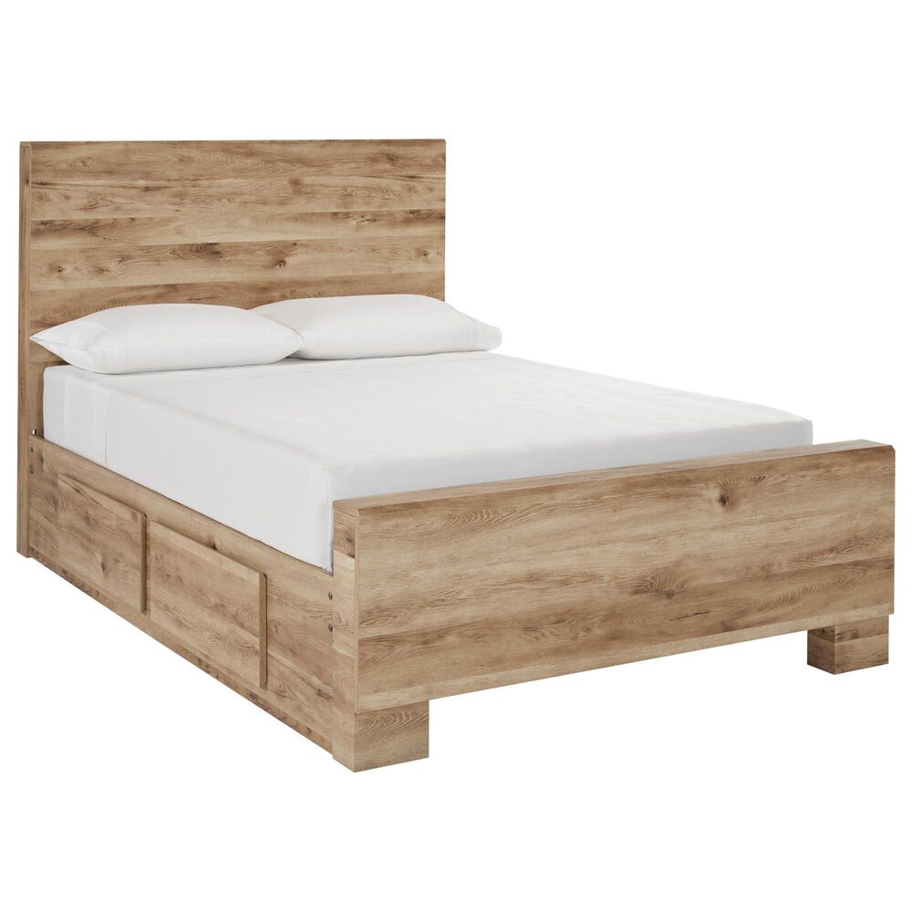 Ashley Hyanna Full Panel Bed with 1 Side Storage in Tan Brown, , large