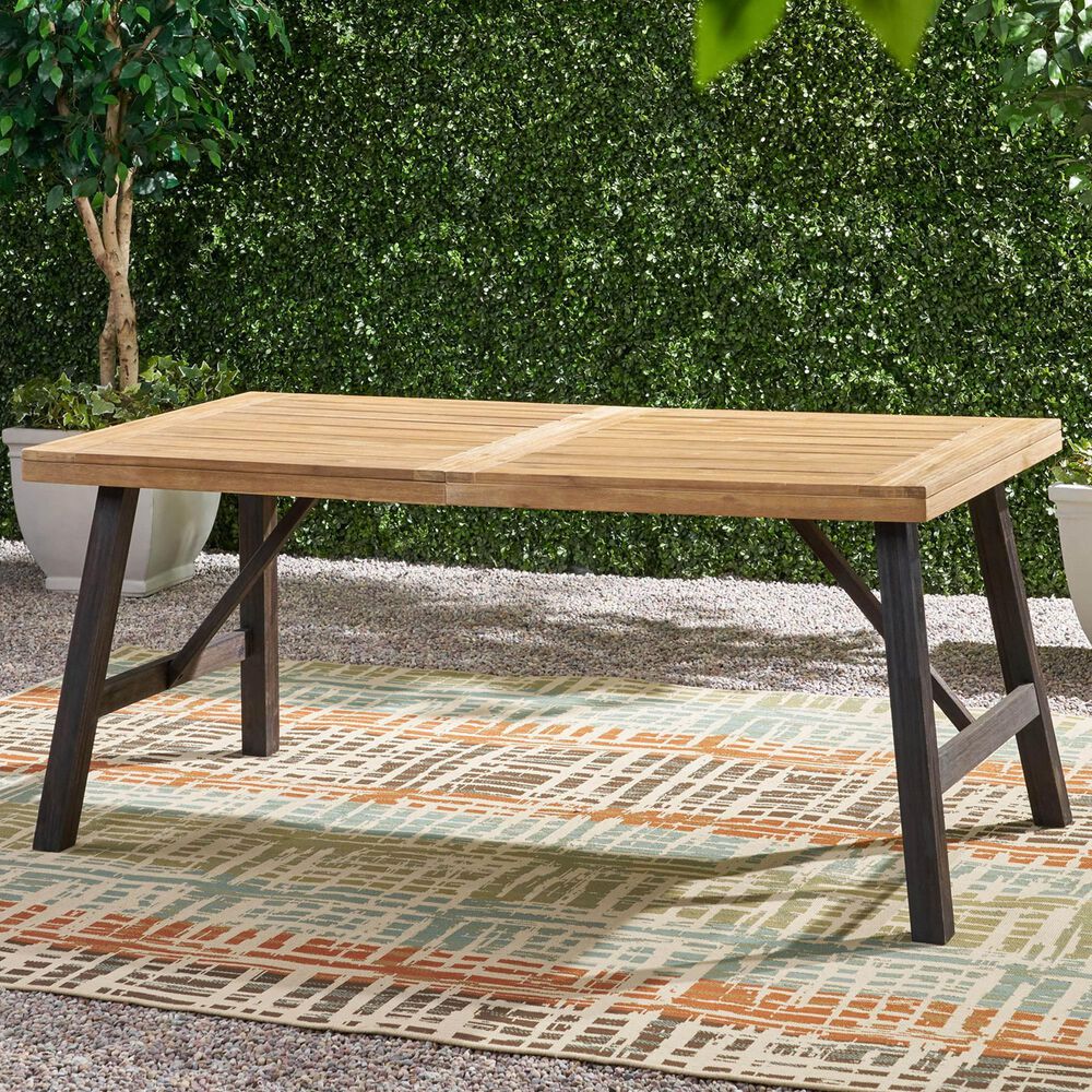 Hearth and Haven Bettina Outdoor Dining Table in Natural and Grey - Table Only, , large