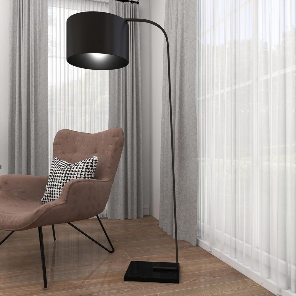 Maple and Jade Industrial Floor Lamp in Black, , large