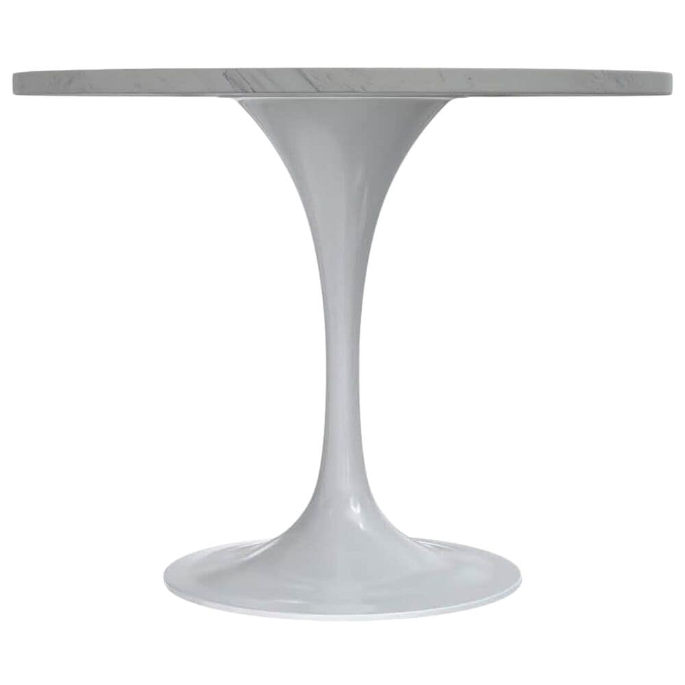 Leisuremod LeisureMod Verve Collection 36 Round Dining Table, White Base with Laminated White Marbleized Top, , large