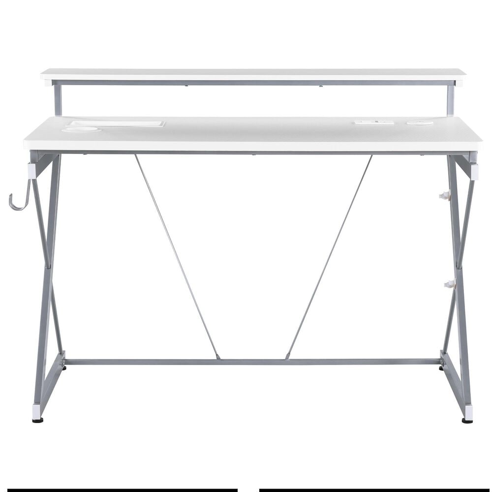 OSP Home Emulator Battlestation Gaming Desk in White and Carbon, , large
