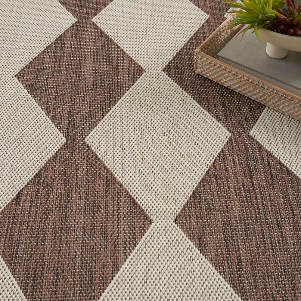 Nourison Positano Geometric Natural 6&#39; x 9&#39; Indoor/Outdoor Area Rug, , large