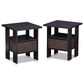 HOMLUX 2-Piece 1-Shelf End Table with Bin Drawer in Dark Walnut, , large