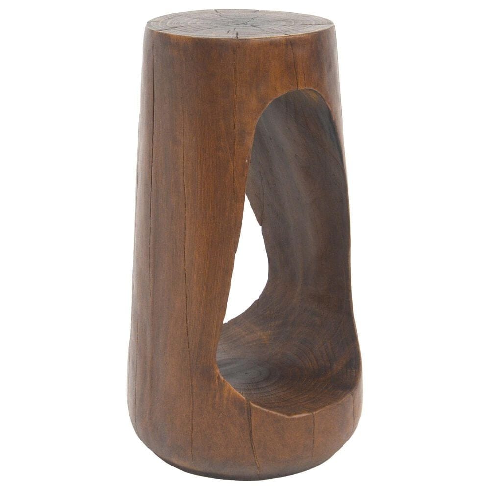 Hearth and Haven Outdoor End Table with Hollow Design in Antique Brown, , large
