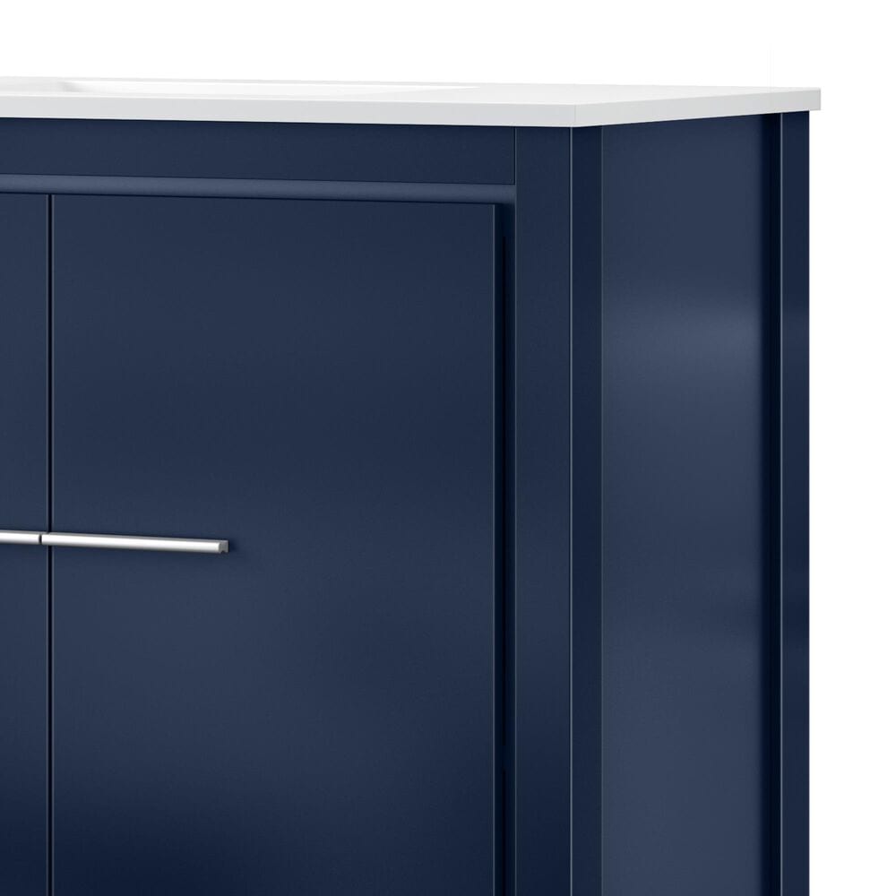 Lexora Home Lafarre 80&quot; Double Bathroom Vanity in Navy Blue with 2 cm White Quartz Top and Rectangular Sinks, , large