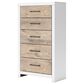 Ashley Charbitt 5-Drawer Chest in Matte White and Replicated Oak Grain, , large