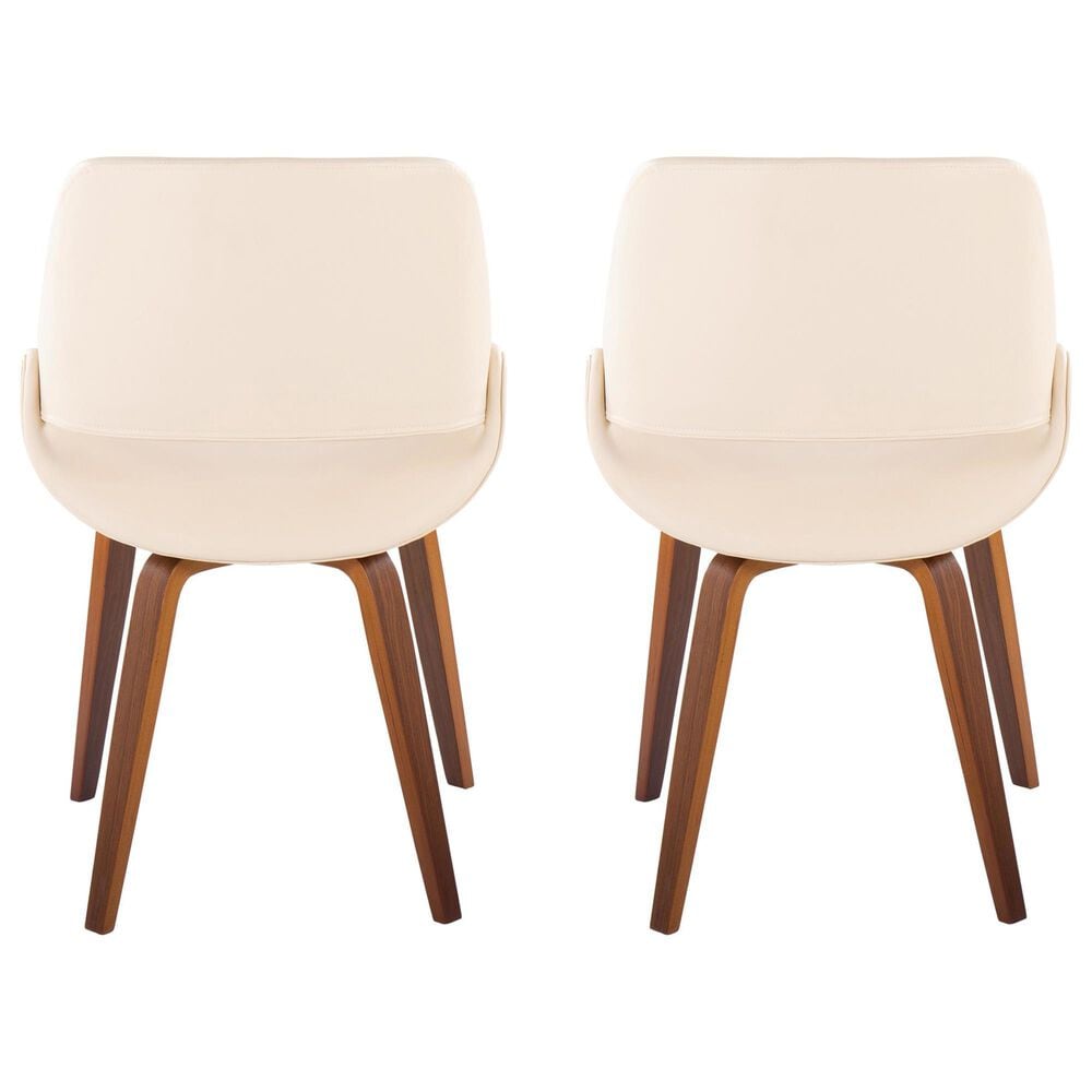 LumiSource Fabrico Side Chair with Cream Faux Leather Cushion in Walnut (Set of 2), , large