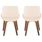 LumiSource Fabrico Side Chair with Cream Faux Leather Cushion in Walnut (Set of 2), , large