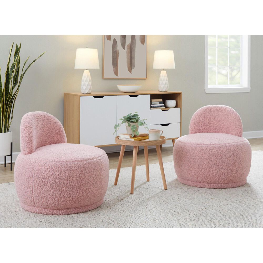Lumisource Kimi Accent Chair in Pink Sherpa, , large