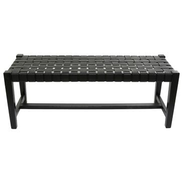 Maple and Jade 47" Leather Handmade Woven Bench in Black, , large