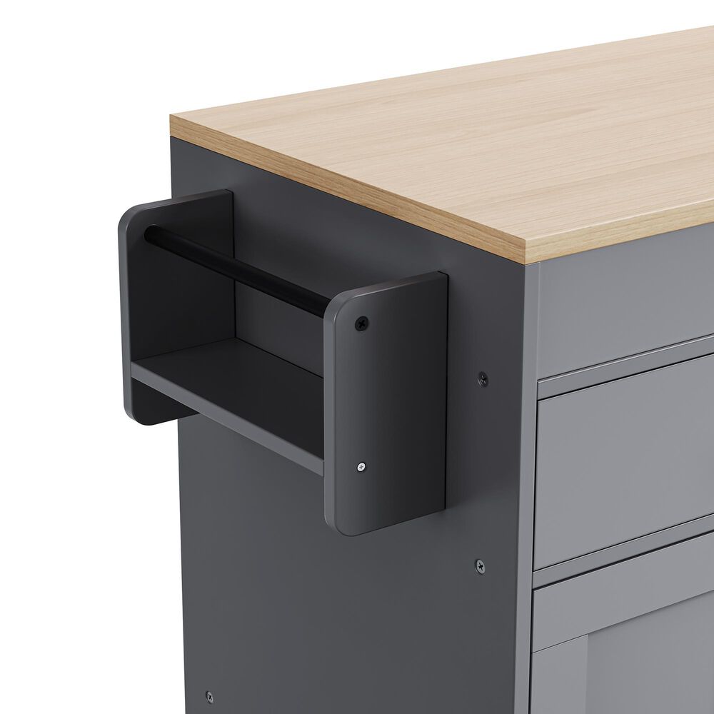HOMLUX 75" Kitchen Island with Extendable Dining Table in Grey, , large