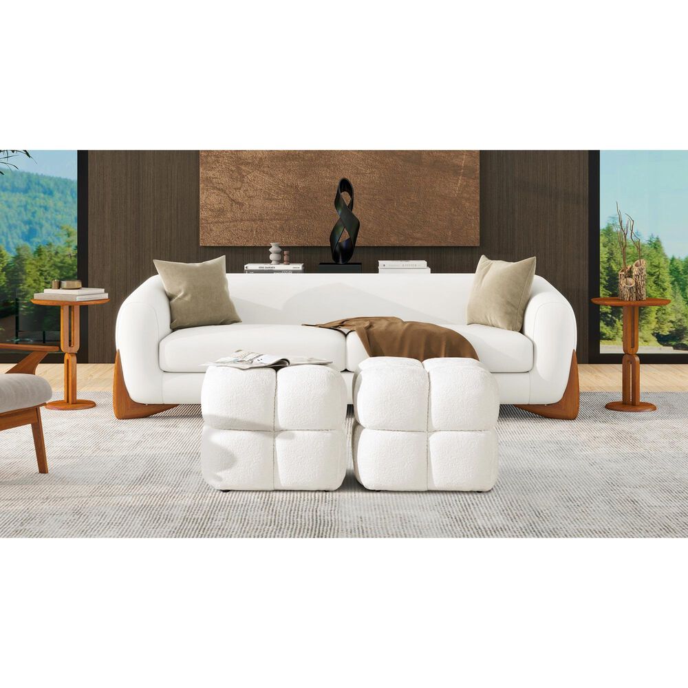 Jennifer Taylor Home Pixel Pouf Ottoman in Almond White, , large