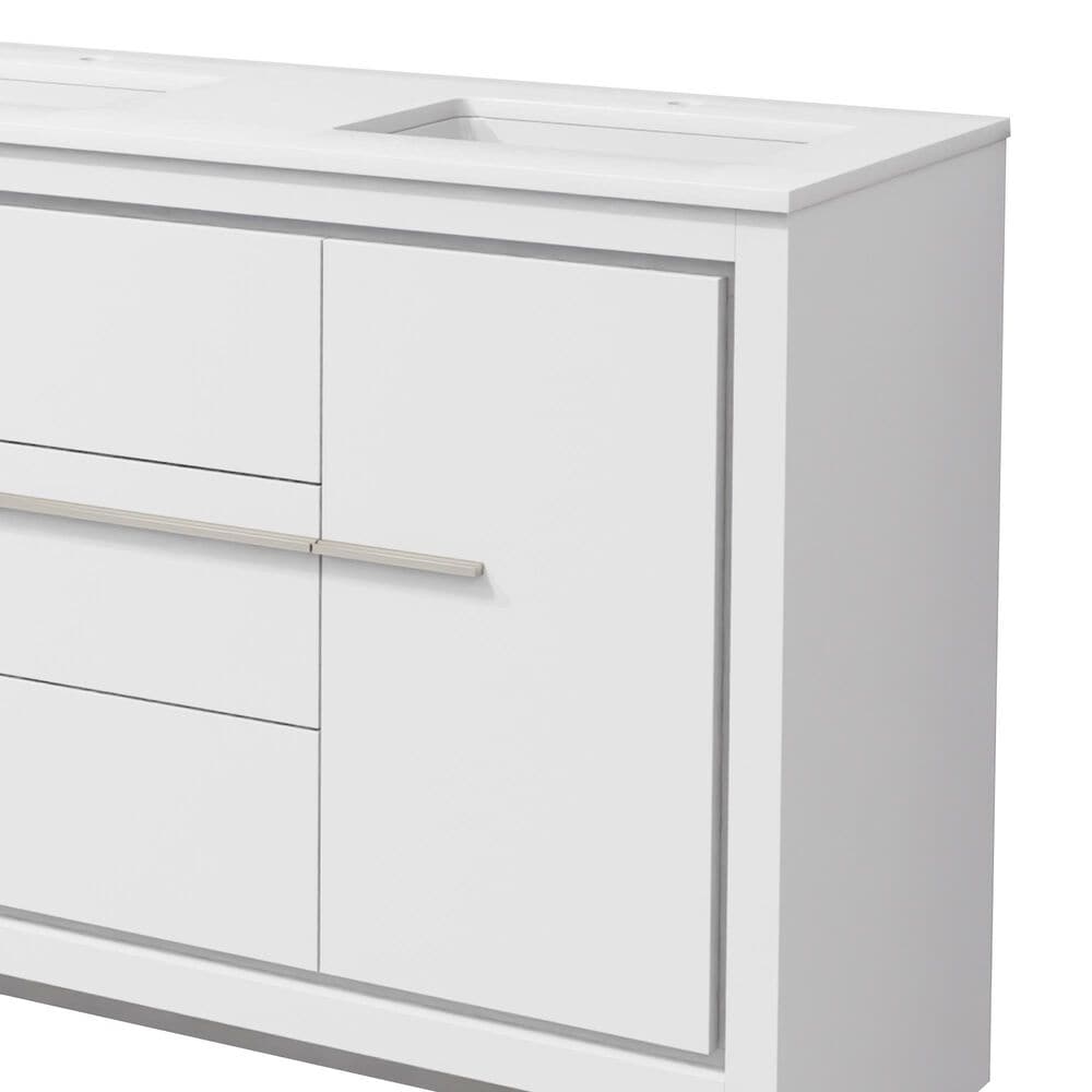Lexora Home Lafarre 48" Double Bathroom Vanity in White with 2 cm White Cultured Marble Top and Rectangular Sinks, , large
