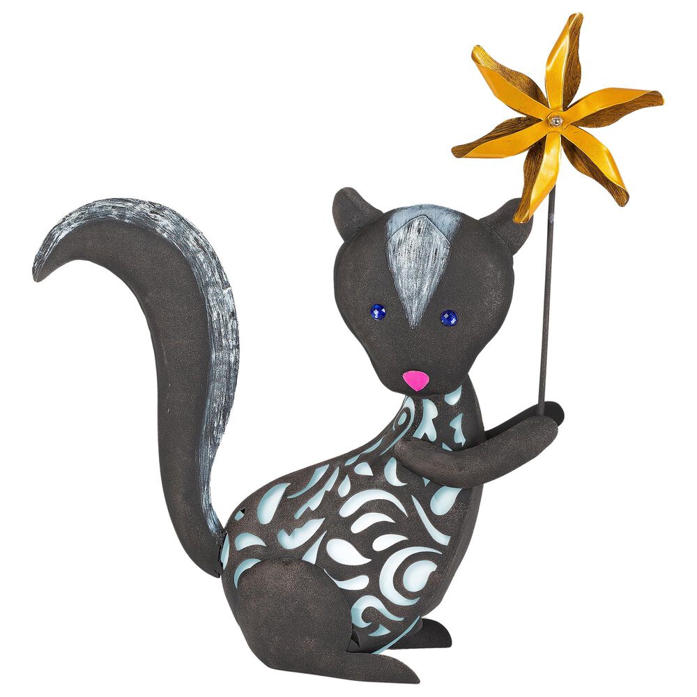 The Gerson Company 19.29" Solar Skunk with Wand in Black and Grey, , large
