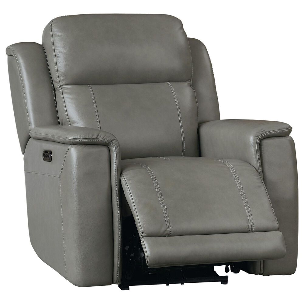 Bassett Conover Power Recliner with Headrest and Lumbar in Light Gray NFM