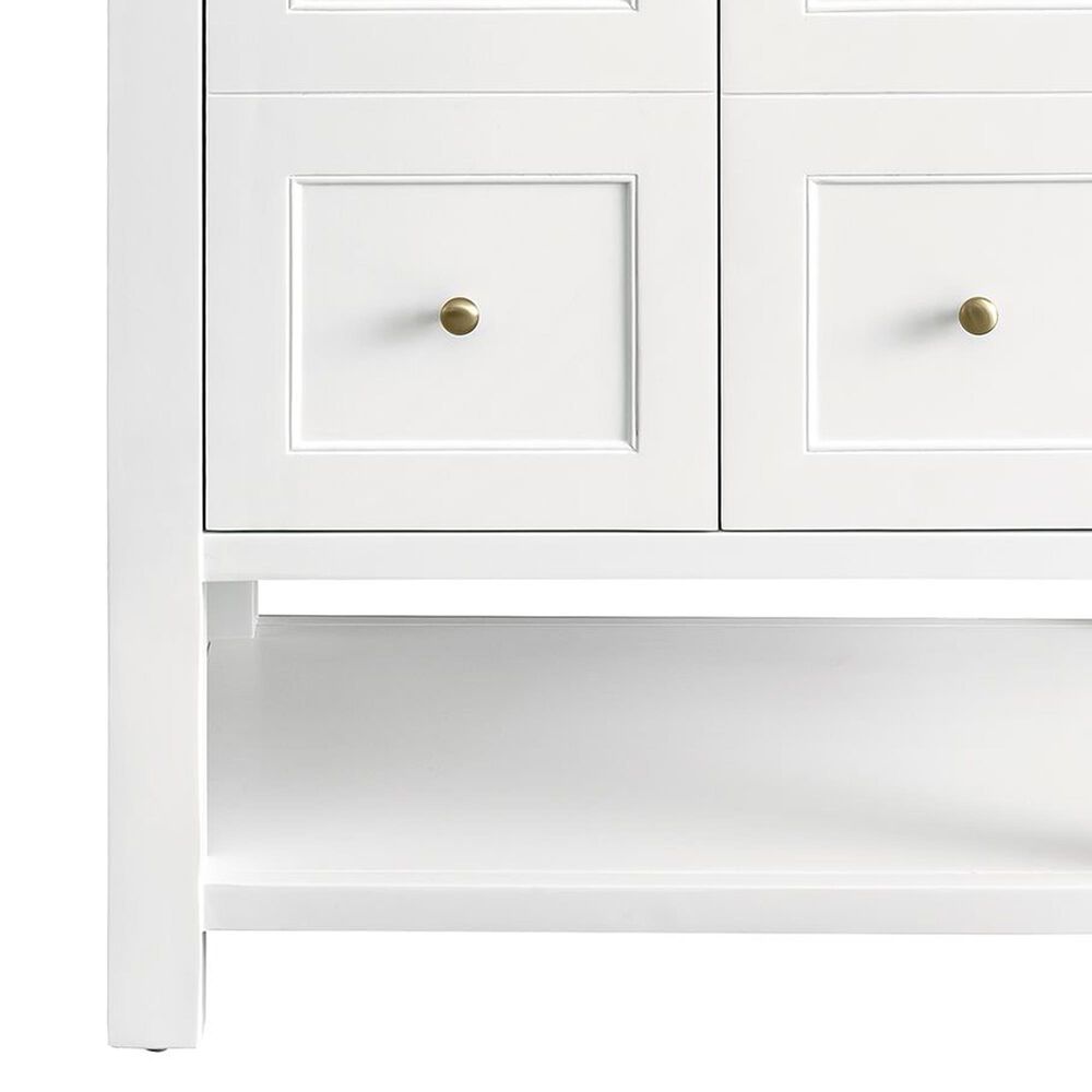 James Martin Vanities Breckenridge 30&quot; Single Bathroom Vanity in Bright White with 3 cm Charcoal Soapstone Quartz Top and Rectangular Sink, , large