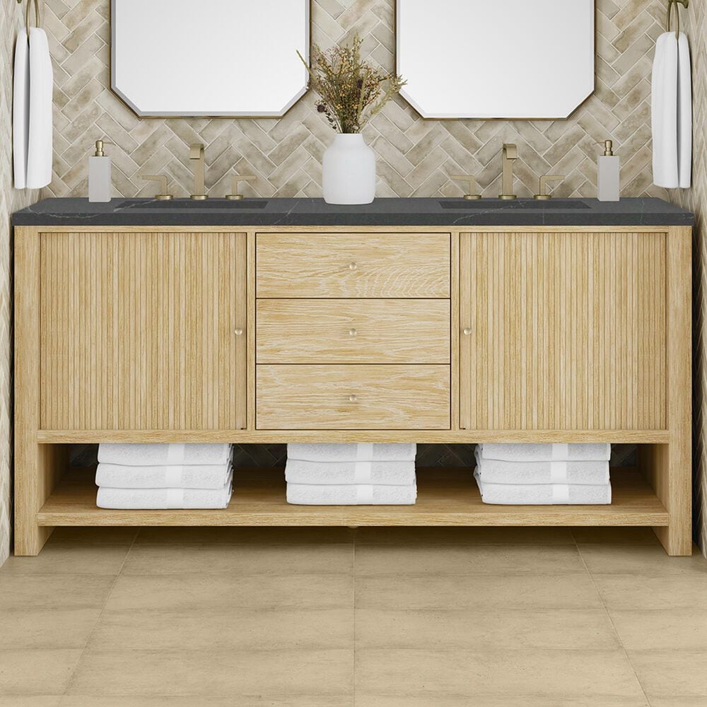 James Martin Vanities Marigot Single 72&quot; Double Vanity in Sun-washed Oak with 3 cm Charcoal Soapstone Quartz Top, , large