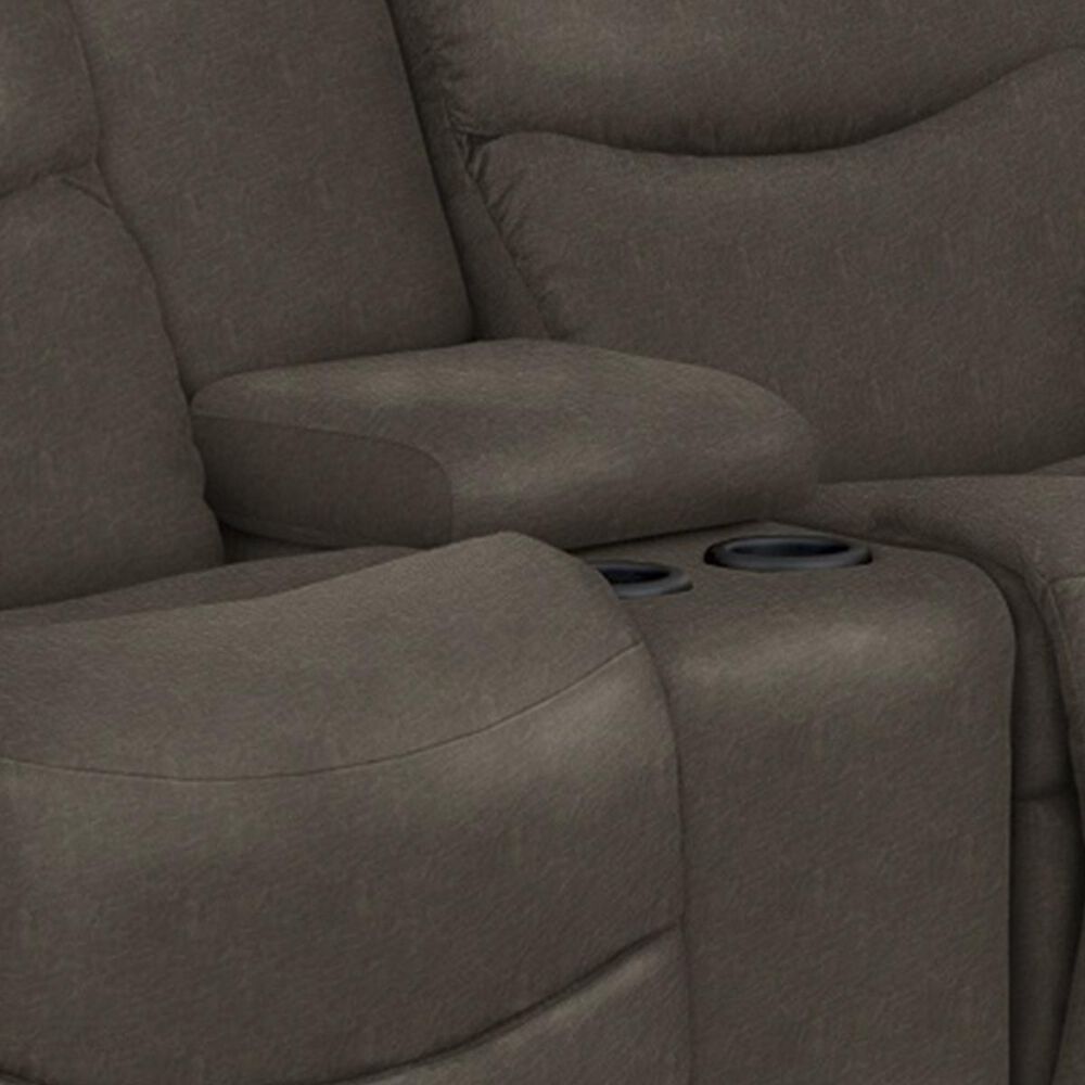 La-Z-Boy James Bonded Leather Reclining Loveseat with Middle Console in Steel, , large