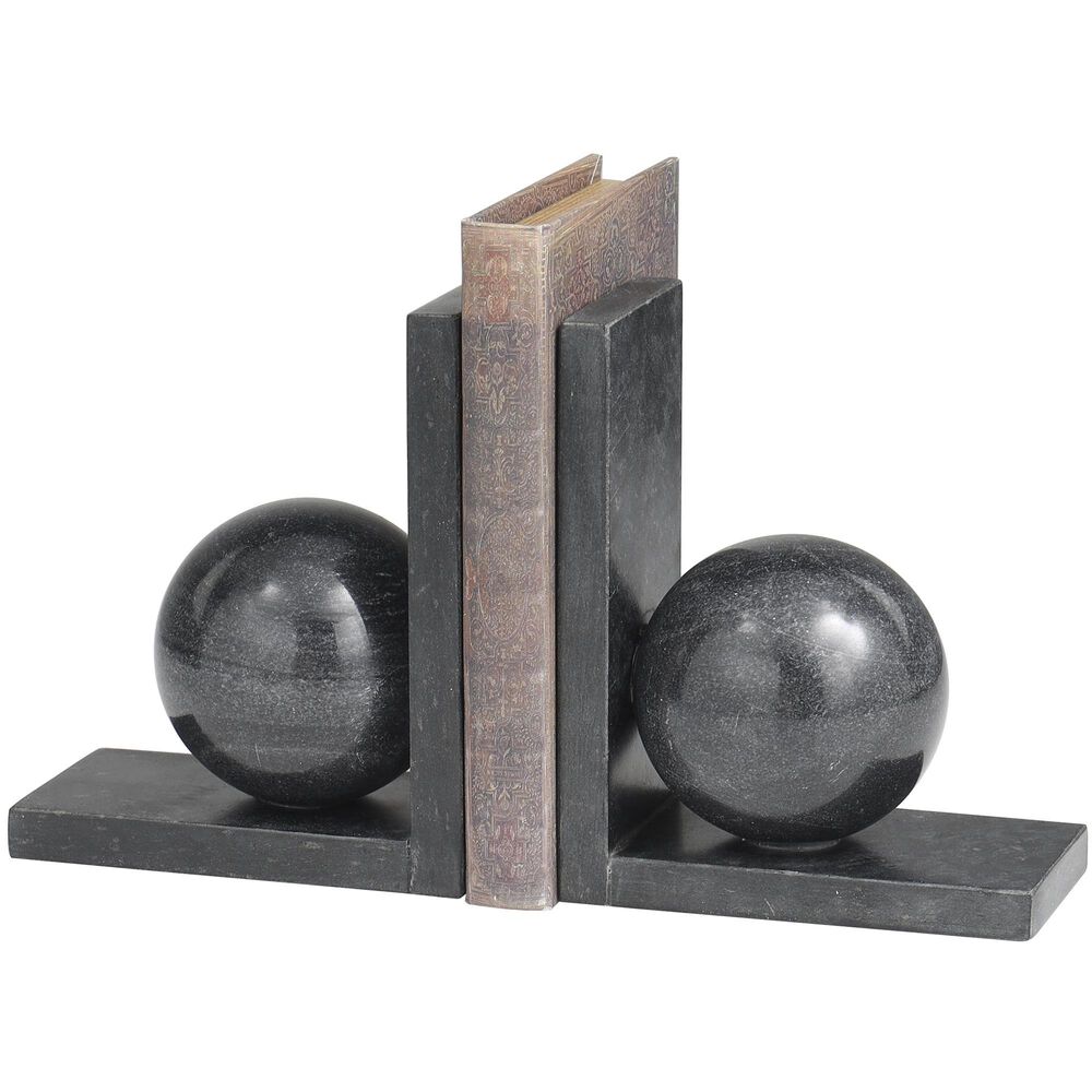 Maple and Jade Sleek Orb Decorative Bookend in Polished Black and Gray &#40;Set of 2&#41;, , large