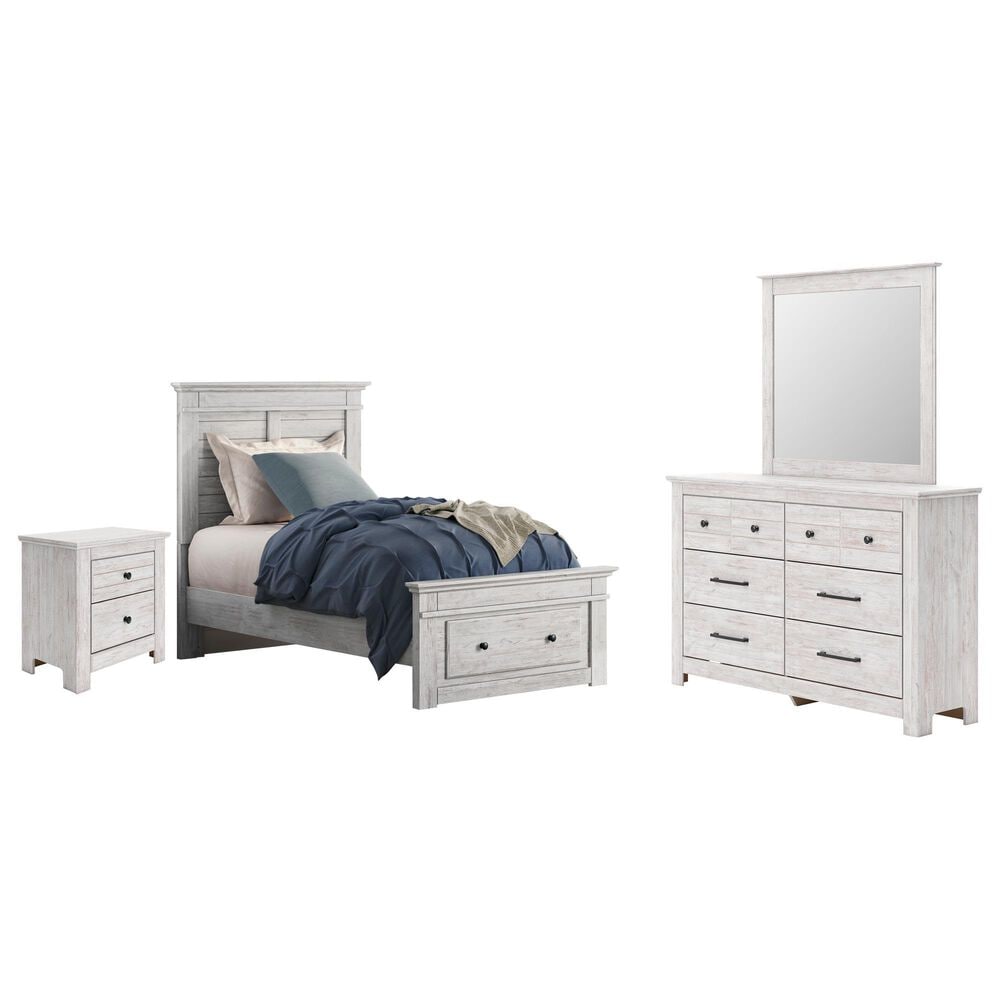 Ashley Makidern 4 Piece Twin Storage Bedroom Set with Drawer in Whitewash, , large