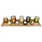 Creative Coop 10-Piece Wood Tray with Glass Votive Holder Set in Green, , large
