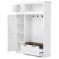GigaCloud 3-in-1 Hall Tree with 2 Drawers and Seat Bench in White, , large