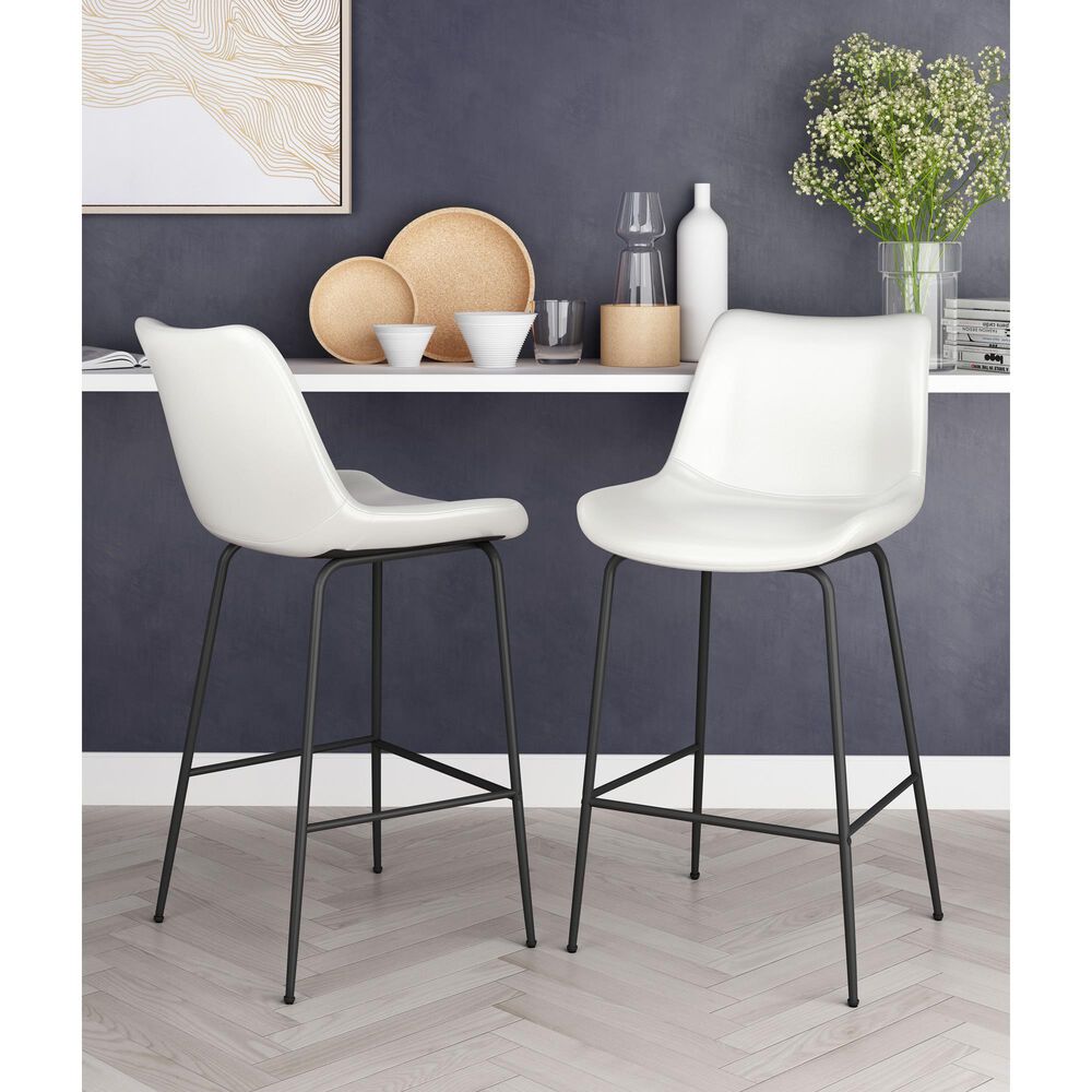 Zuo Modern Byron Counter Chair in White/Black, , large