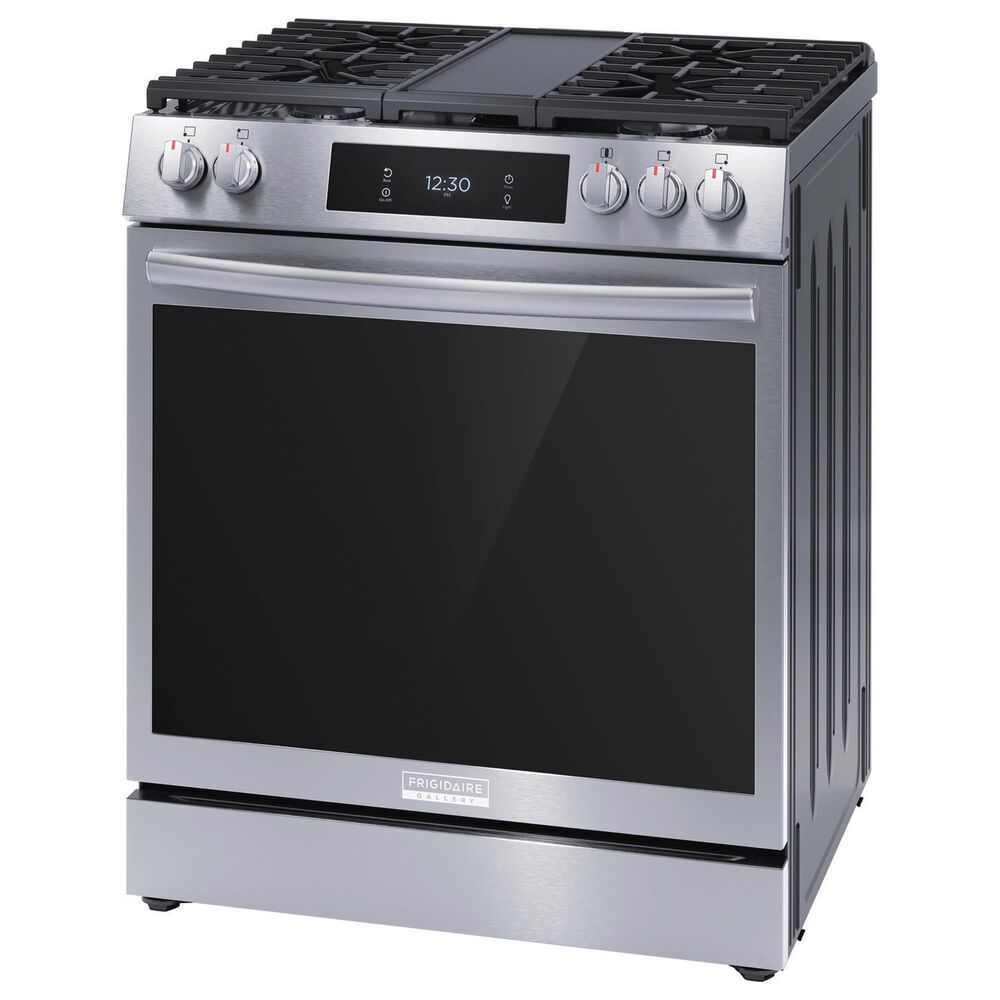 Frigidaire Gallery 3 Piece Kitchen Package with 27.8 Cu. Ft. French Door Refrigerator, 30&quot; Front Control Gas Range with Total Convection, and 24&quot; Built-In Bar Handle Dishwasher with CleanBoost in Stainless Steel, , large