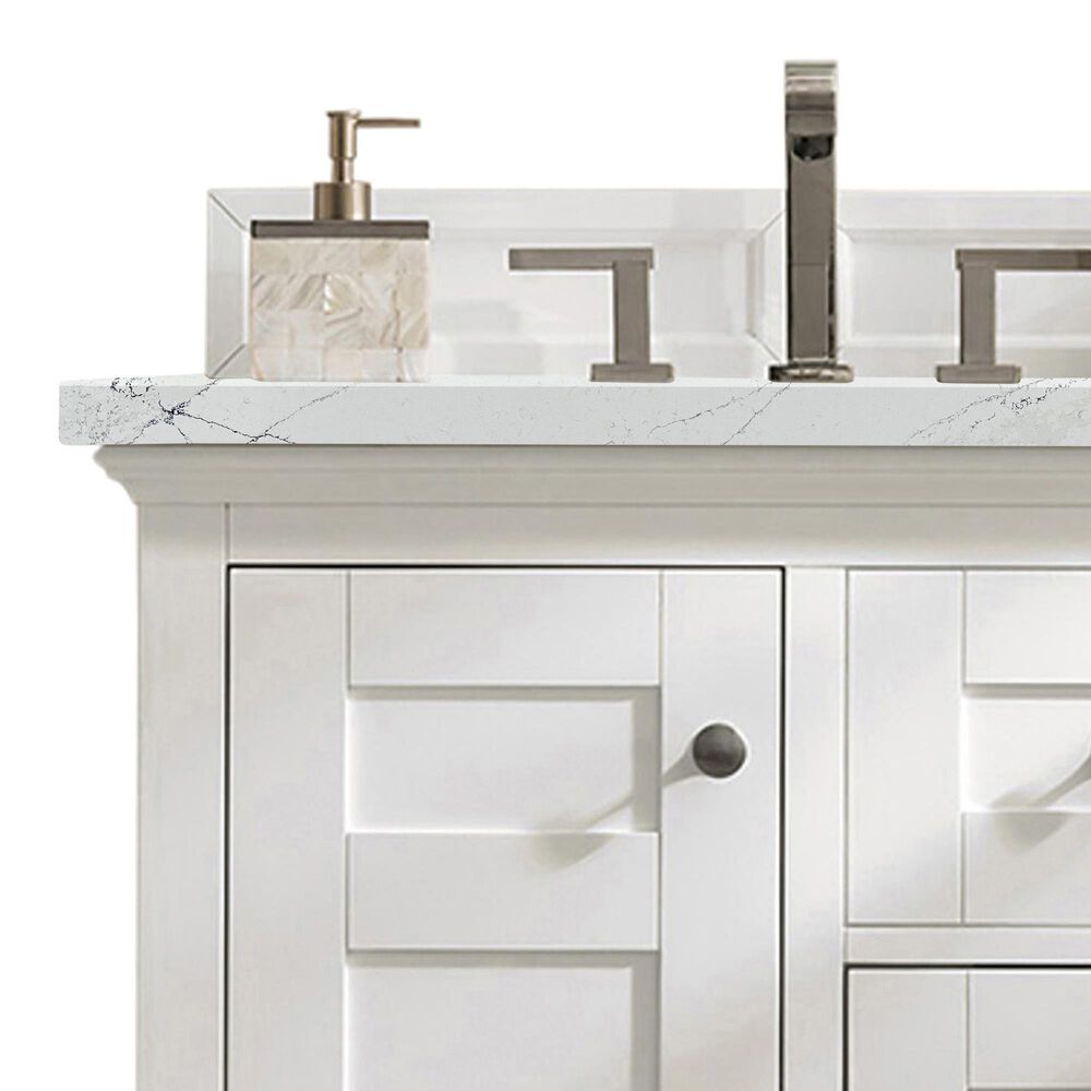 James Martin Vanities Palisades 30&quot; Single Bathroom Vanity in Bright White with 3 cm Ethereal Noctis Quartz Top and Rectangular Sink, , large