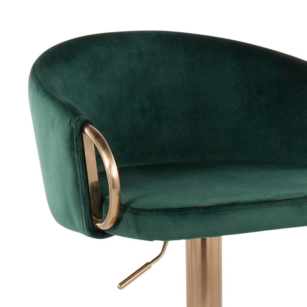 Lumisource Claire Swivel Barstool with Green Cushion in Gold &#40;Set of 2&#41;, , large