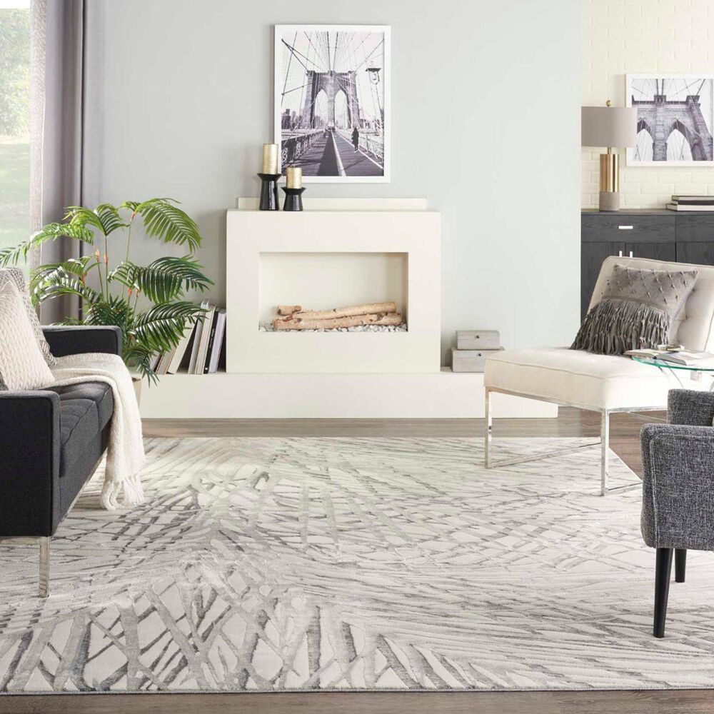 Nourison Rustic Textures Ivory and Grey 9&#39;3&quot; x 12&#39;9&quot; Area Rug, , large