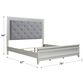 Belle Furnishings Reflections King Panel Bed with Gray Upholstered in Pearl White and Rhinestone, , large