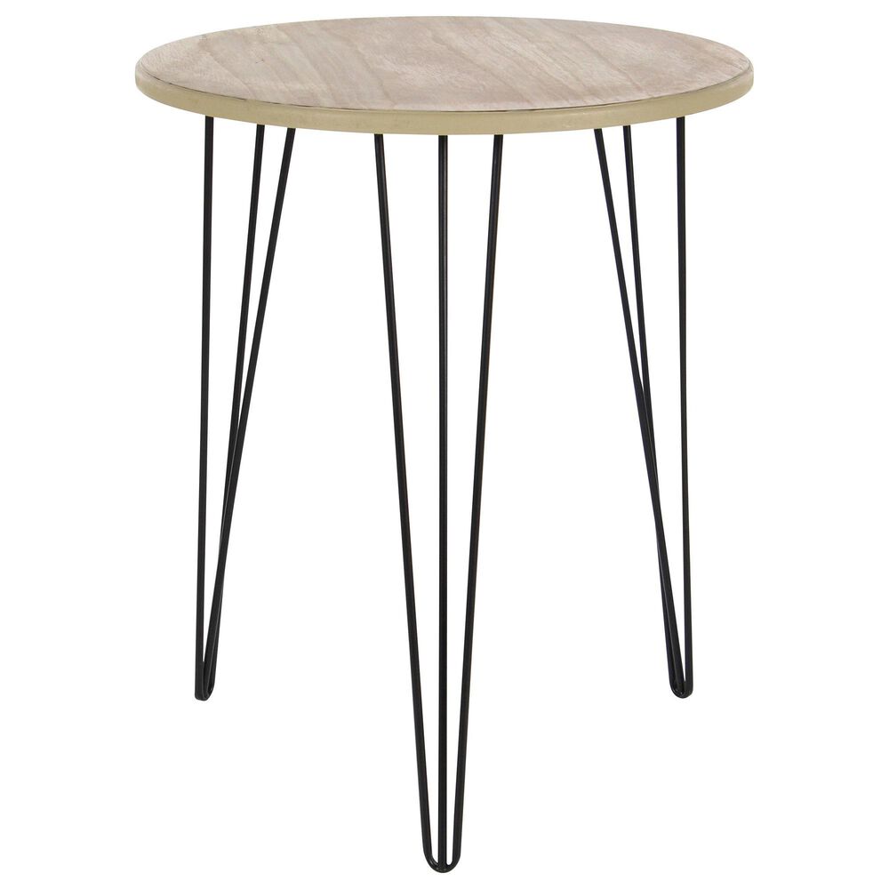 Maple and Jade Accent End Table with Hairpin Legs in Brown and Black, , large
