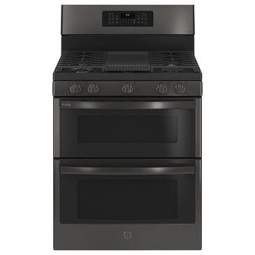 GE Profile 30" Free-Standing Gas Double Oven Convection Range with No Preheat Air Fry in Black Stainless Steel, , large