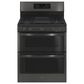 GE Profile 30" Free-Standing Gas Double Oven Convection Range with No Preheat Air Fry in Black Stainless Steel, , large