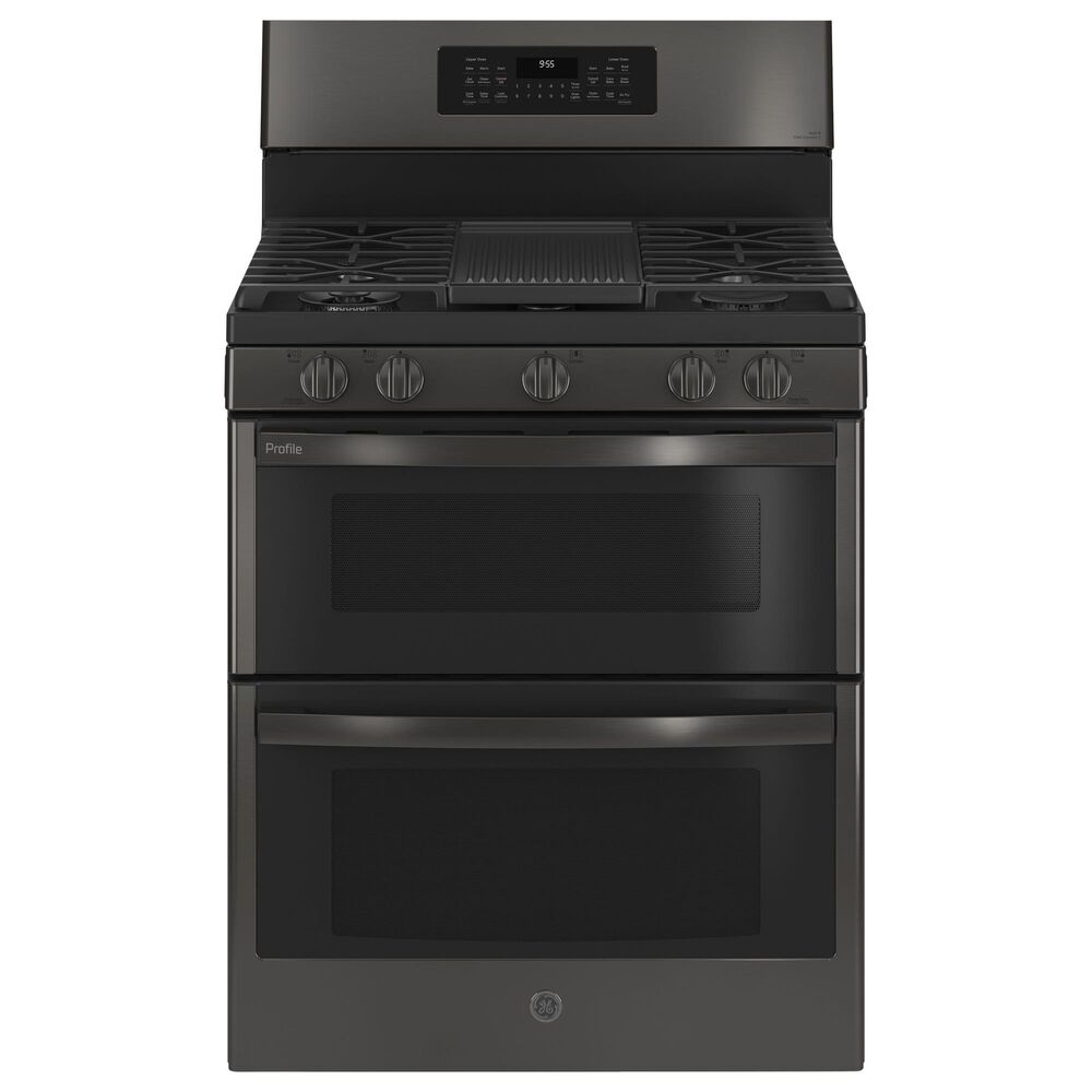 GE Profile 30" Free-Standing Gas Double Oven Convection Range with No Preheat Air Fry in Black Stainless Steel, , large