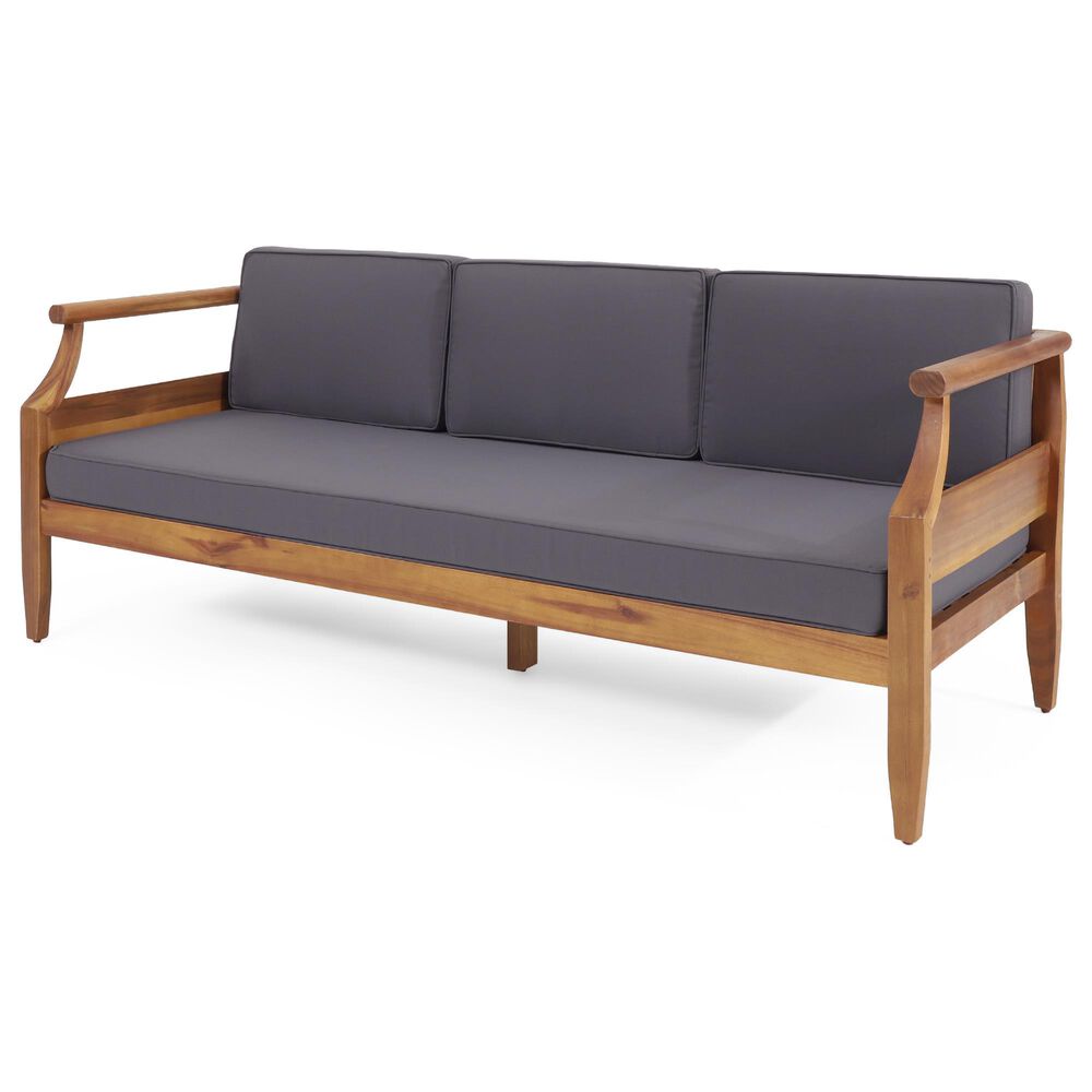 Hearth and Haven Aston Outdoor Sofa with Teak Frame in Gray, , large