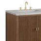 James Martin Myrrin 30" Single Bathroom Vanity in Mid-Century Walnut with 3 cm Victorian Silver Silestone Top and Rectangular Sink, , large