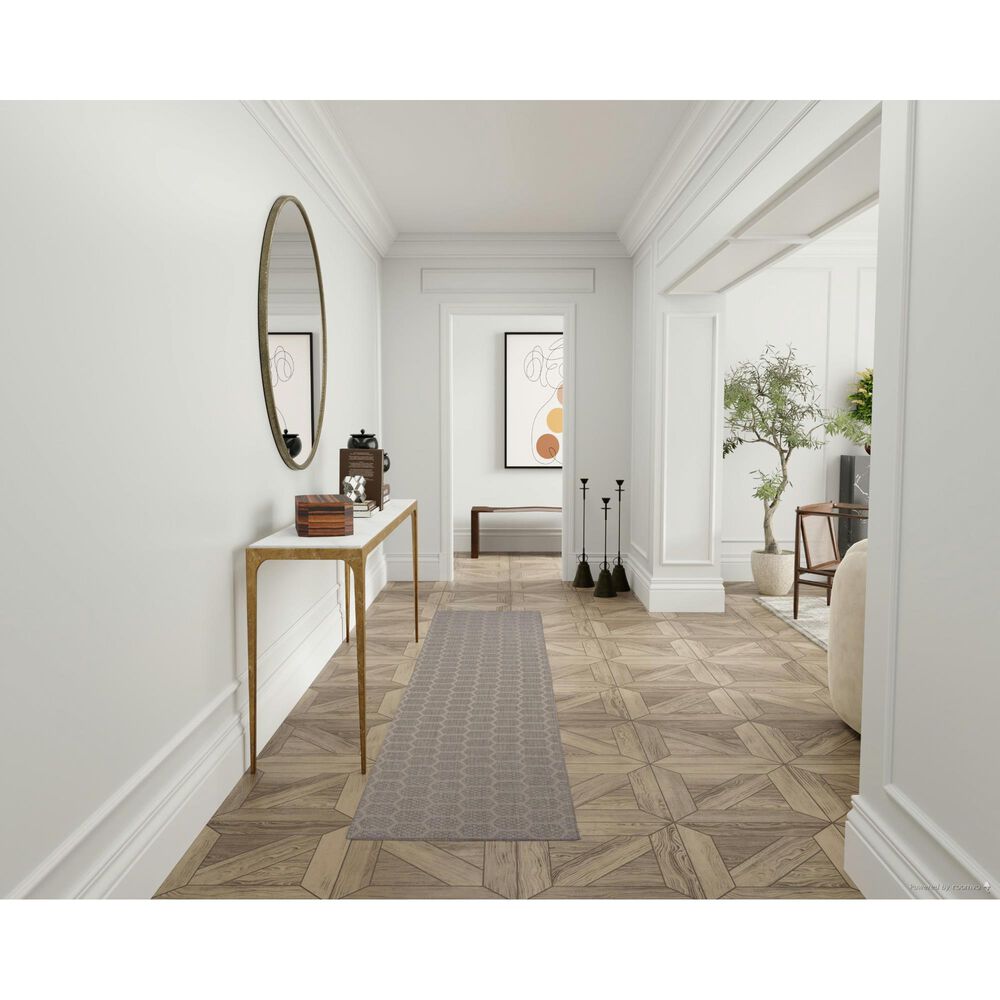 Nourison Twist Reversible 2&#39;2&quot; x 10&#39; Grey Indoor/Outdoor Runner, , large