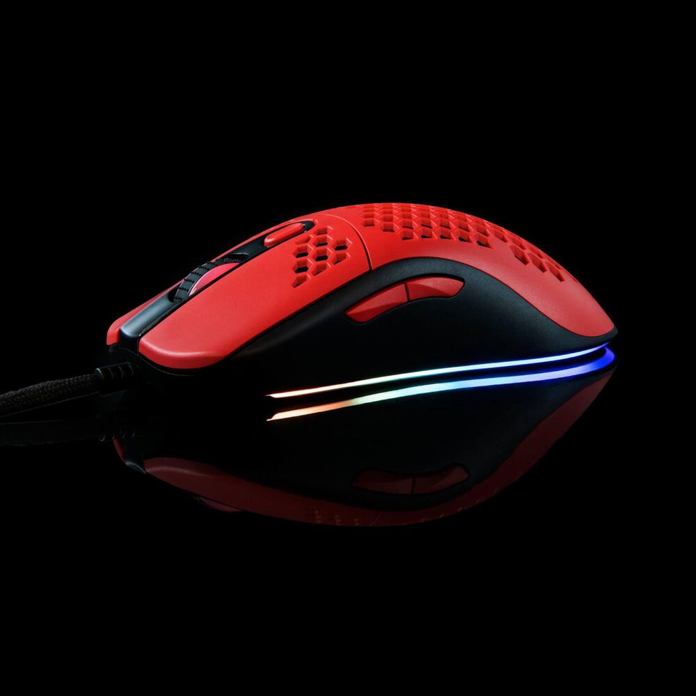 Arozzi Favo Ultra Lightweight Customizable RGB Gaming Mouse with Honeycomb Pattern, Pixart 3389 Sensor, and Omron 20M Switches - Red, , large