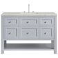 James Martin Vanities Breckenridge 48" Single Bathroom Vanity in Serenity Blue with 3 cm Eternal Jasmine Pearl Silestone Top, Rectangular Sink and FreePower Wireless Charger, , large