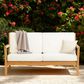 Linon Home Decor Carenen Outdoor 2-Seat Sofa with White Cushions in Natural, , large
