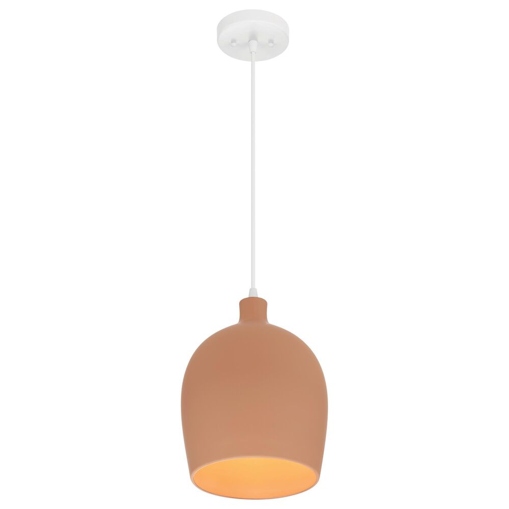 Creative Coop Sienna 1-Light Large Pendant with Terra Cotta Shape in White, , large