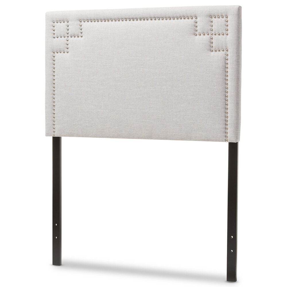 Baxton Studio Geneva Twin Upholstered Panel Headboard in Greyish Beige, , large
