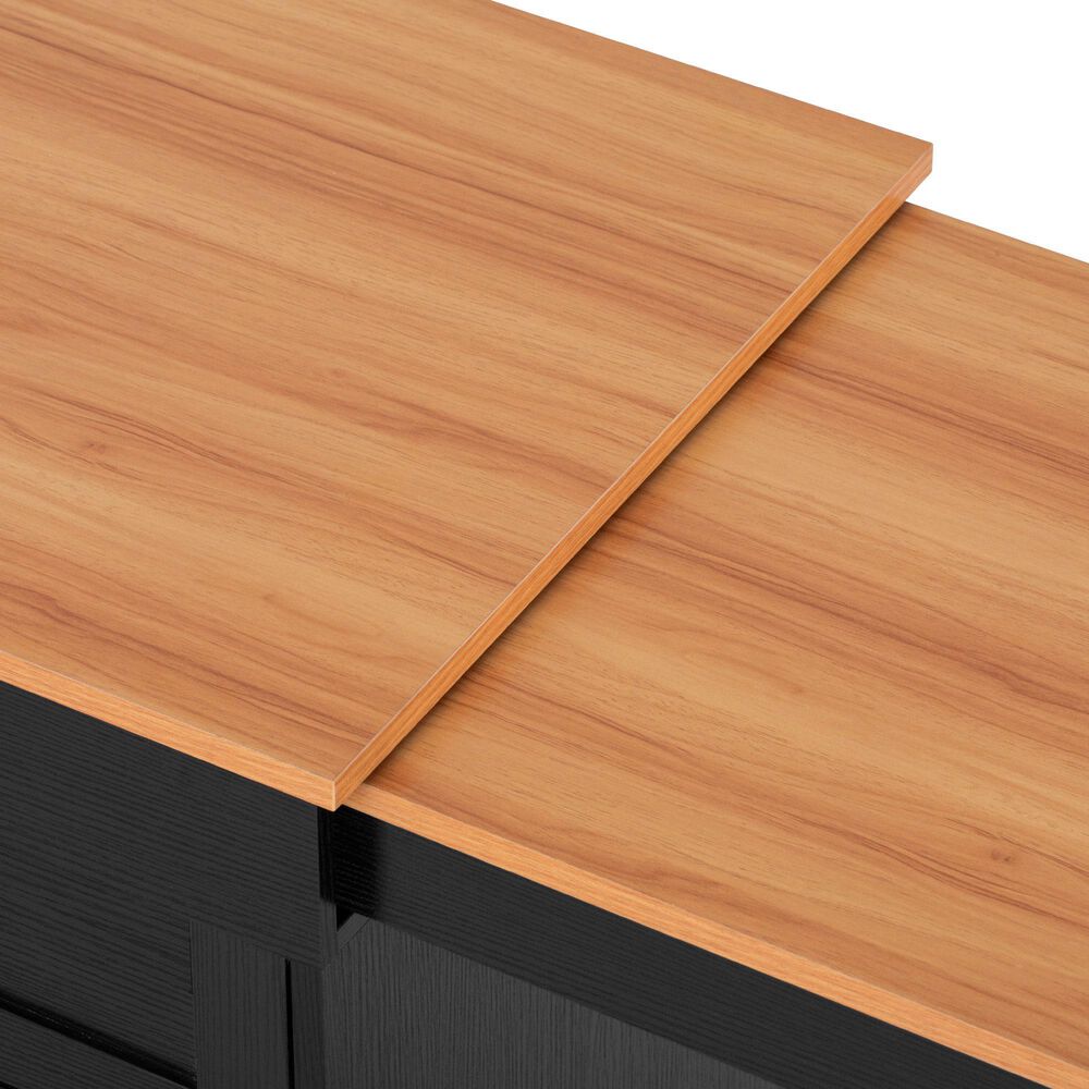 HOMLUX 86" Kitchen Island with Extendable Dining Table in Black, , large