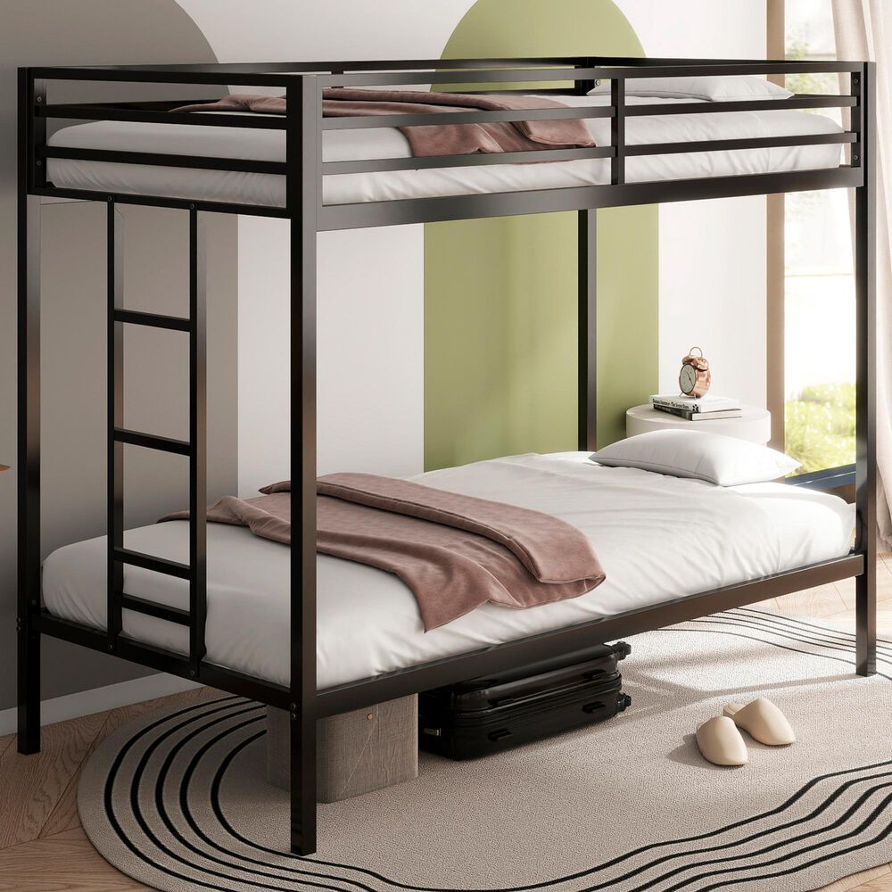 Hearth and Haven Adam Twin over Twin Bunk Bed in Black, , large