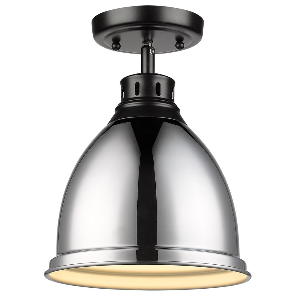 Golden Lighting Duncan Flush Mount in Matte Black and Chrome, , large